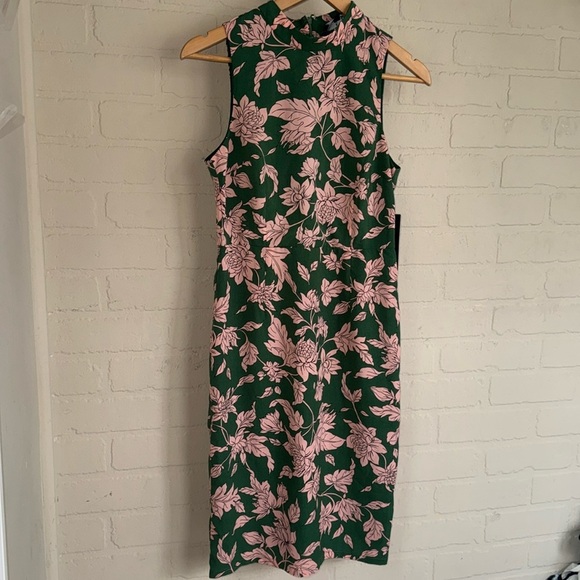 LULU’S dress Pink green floral sleeveless Spring botanical small NEW lined - Picture 2 of 8